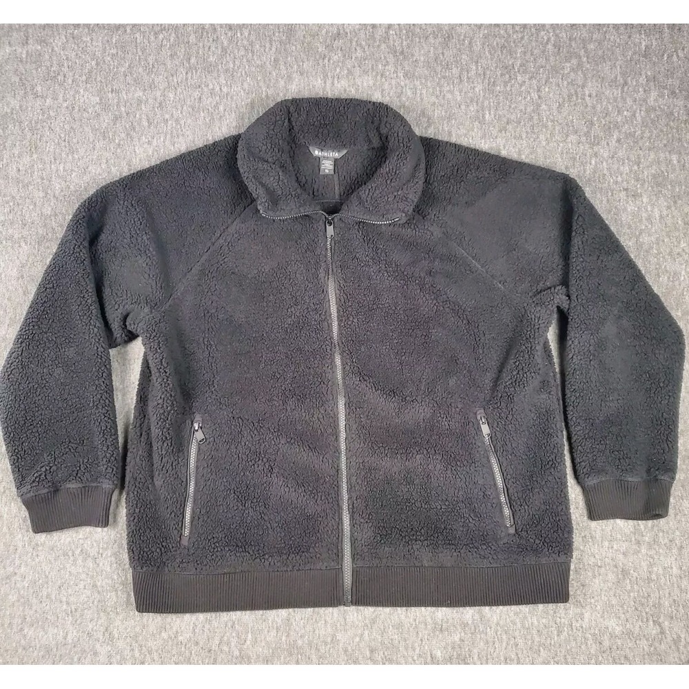 Athleta Jacket Womens XL Tugga Sherpa Black Full Zip Fleece Relaxed Hike Running